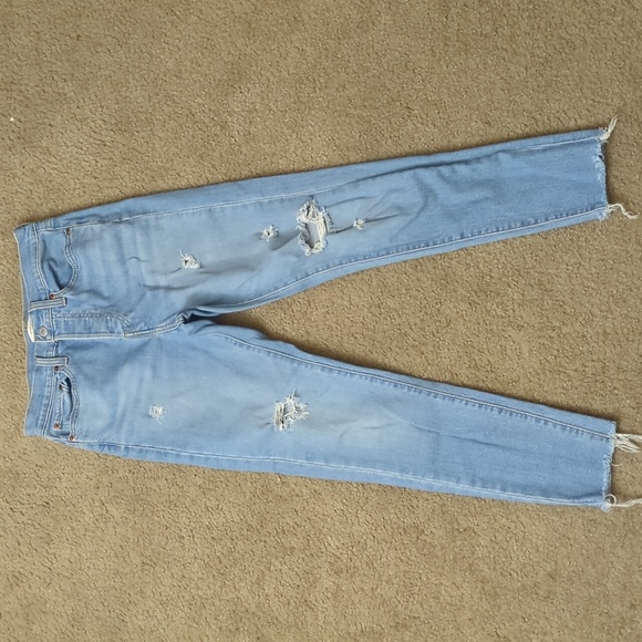 Levi's Denim - Levi's wedgie skinny high rise light blue distressed button fly jeans